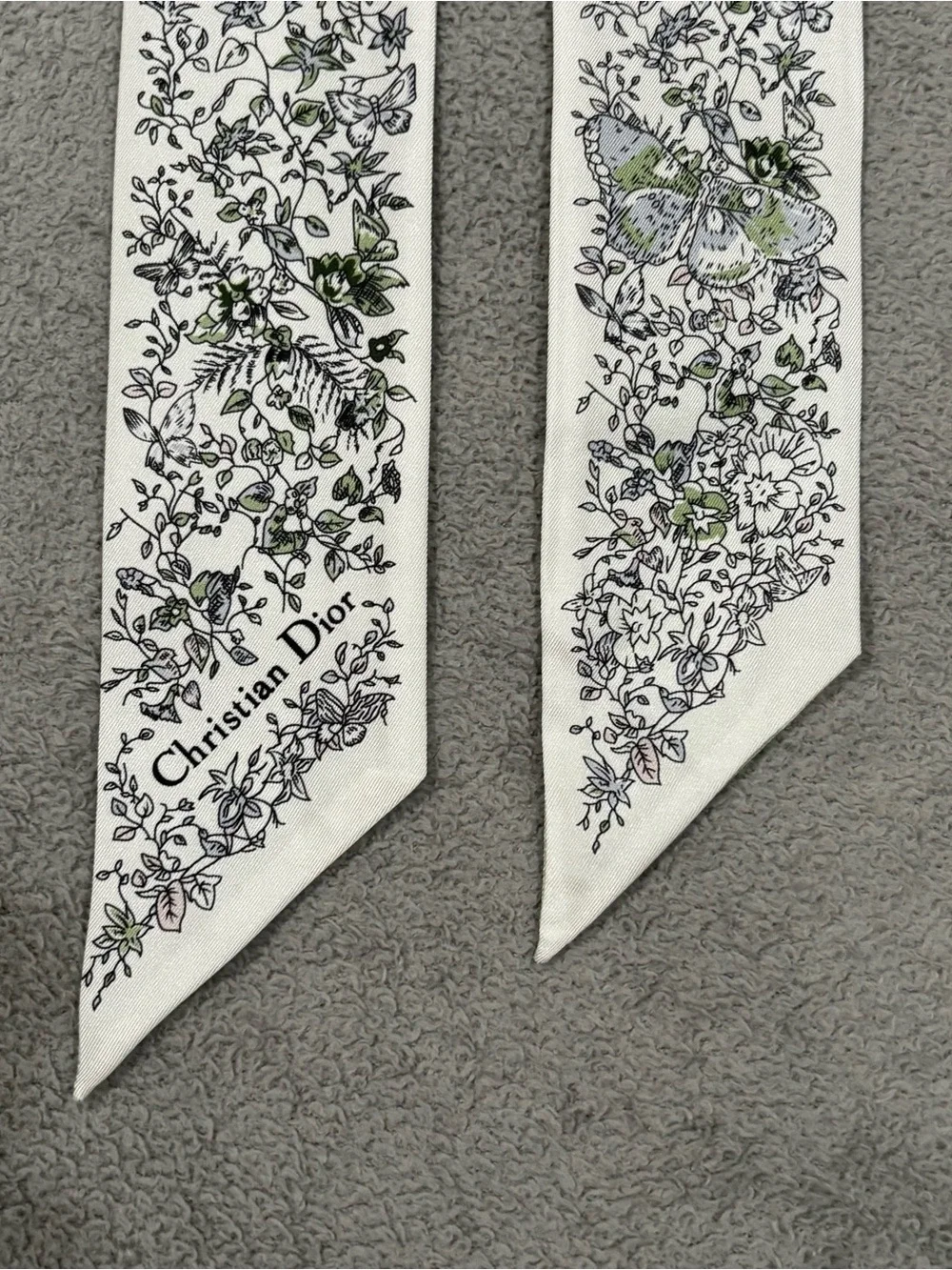 Christian Dior Mitzah Scarf Butterflies Around the World Green White